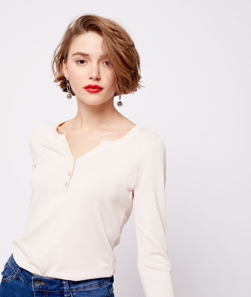Jersey de punto fino con cuello abotonado c.nude.