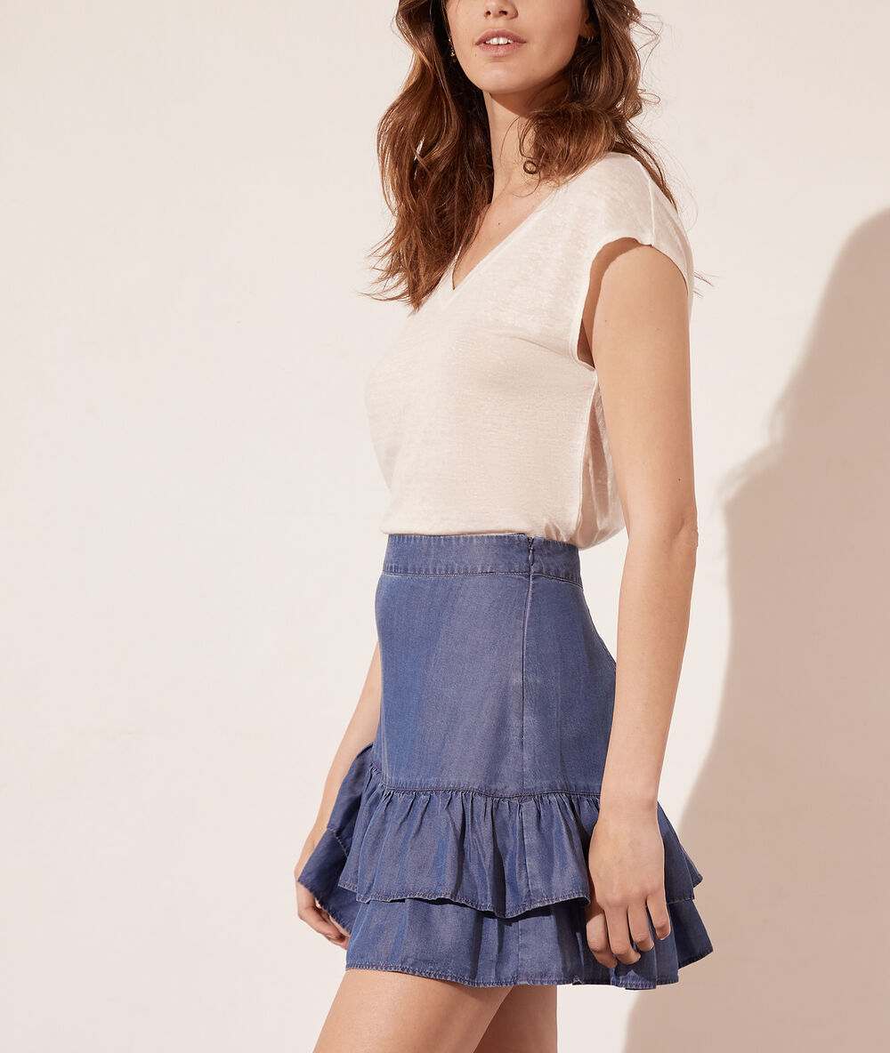 Falda vaquera con volantes denim.