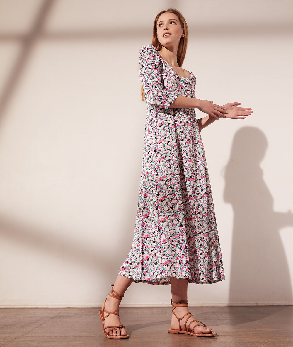 Vestido largo estampado floral c.beige.