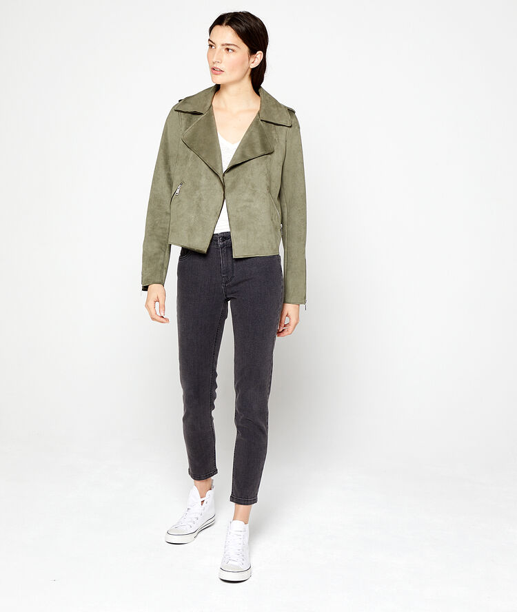 Chaqueta de motero efecto ante c.caqui.