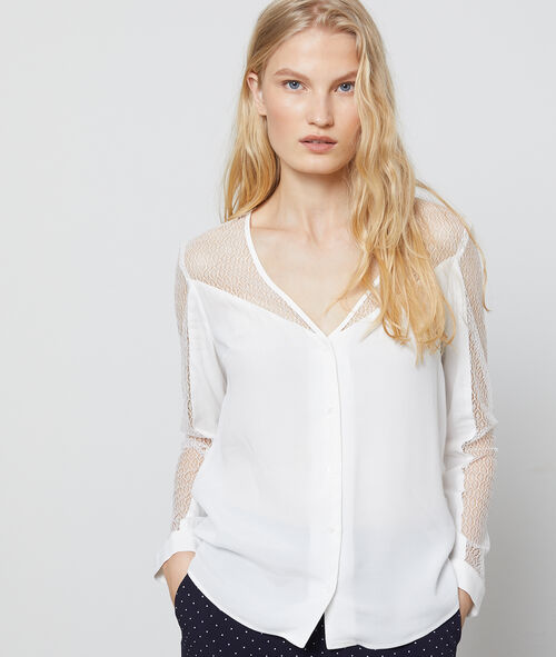 Blusa ajustada con encaje guipur Blusa ajustada con encaje guipur