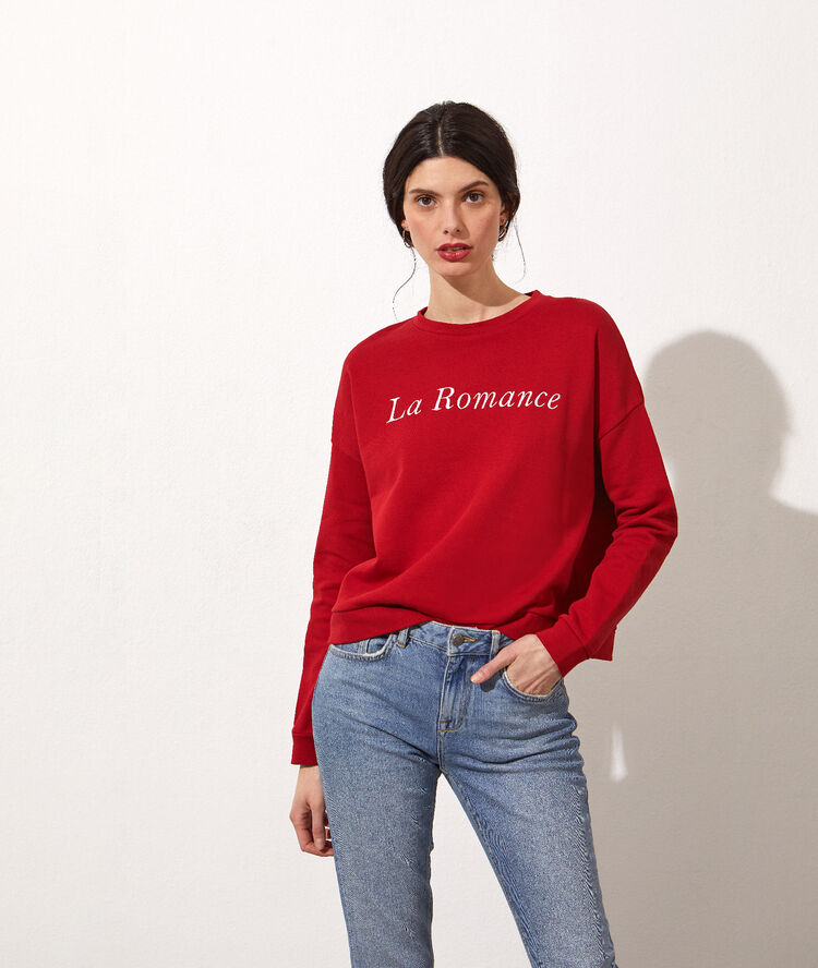 Jersey bordado ‘la romance’ carmín.