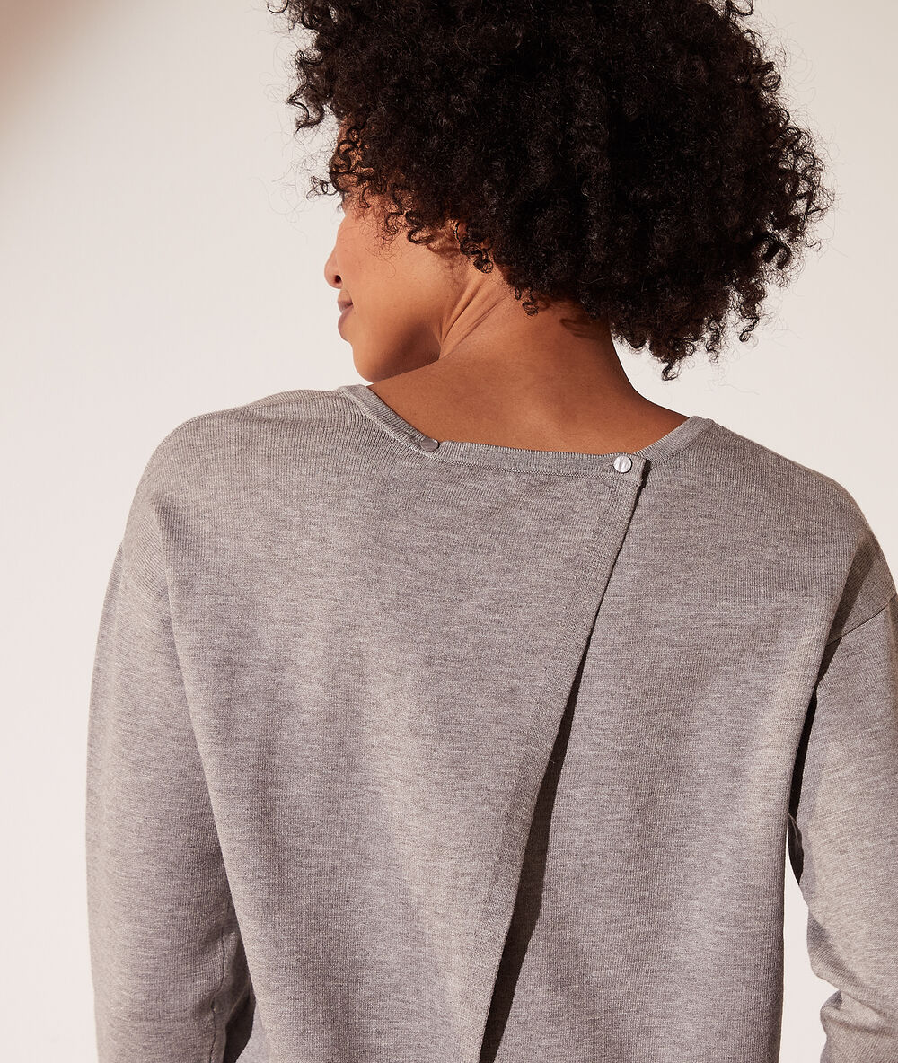 Jersey de punto con lazada trasera c.gris jaspeado.