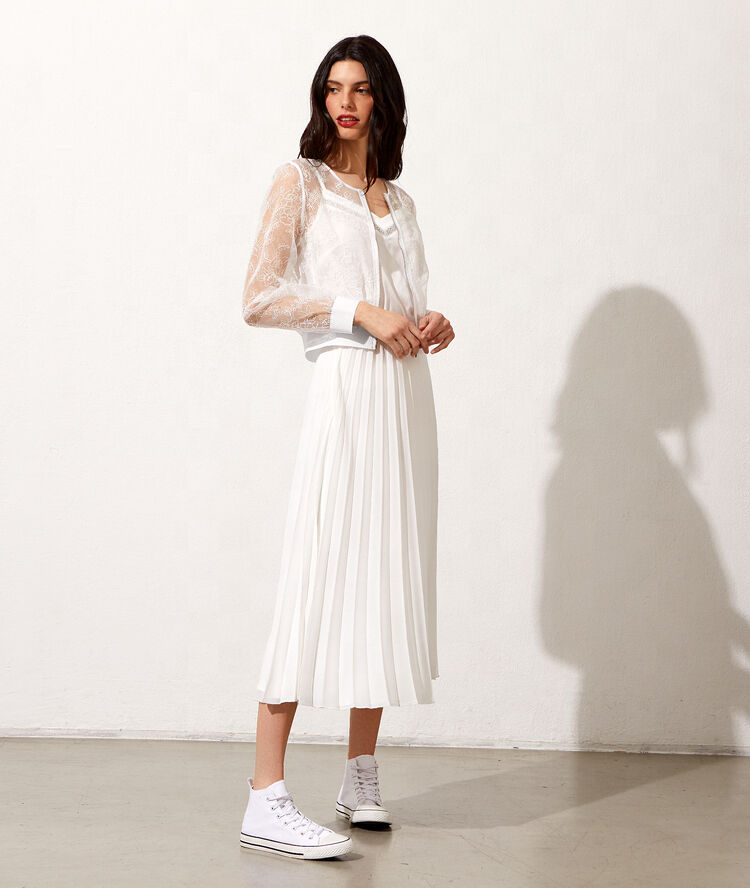 Bomber de organza bordada crudo.