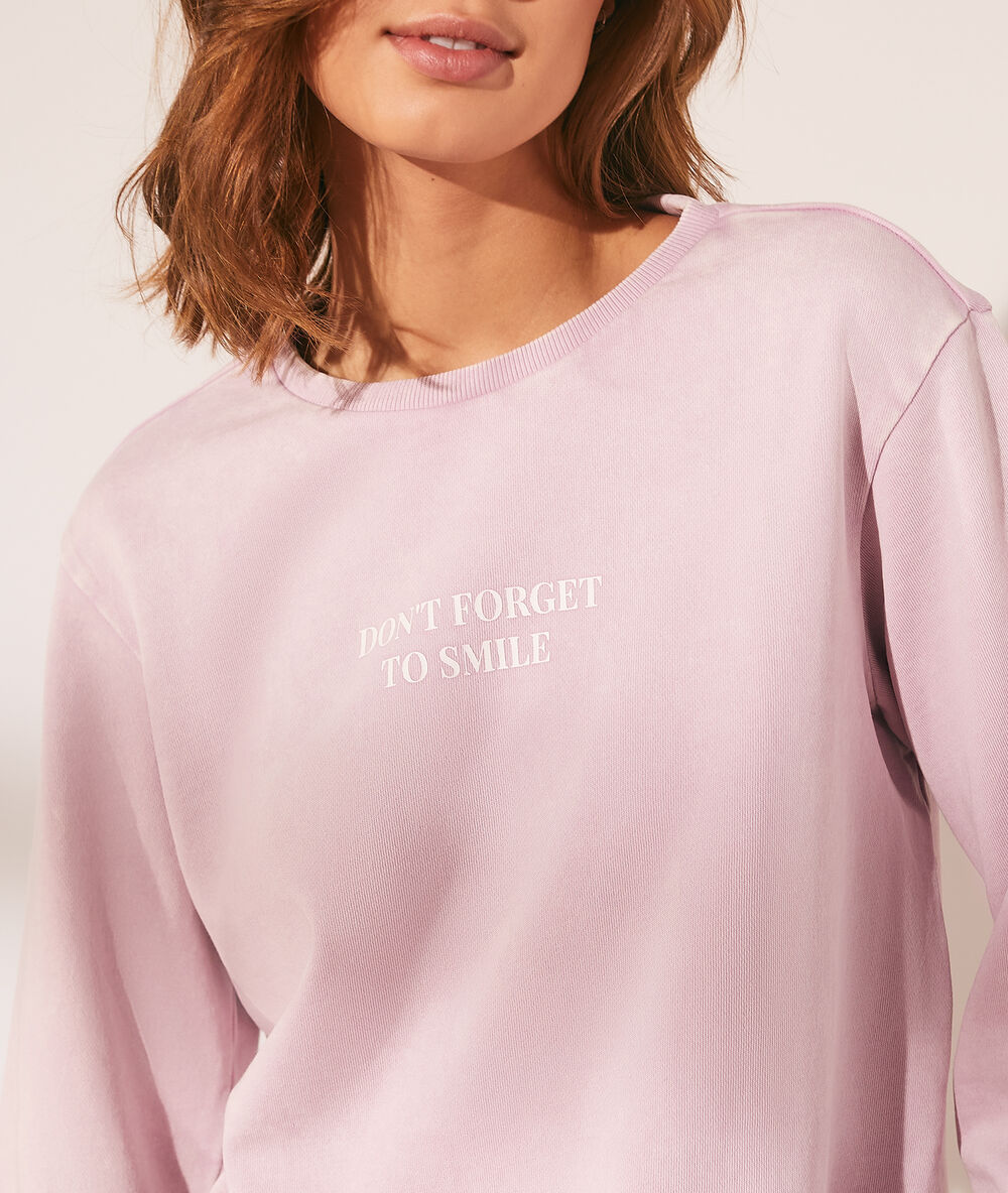 Sudadera 'don't forget to smile' lavanda.