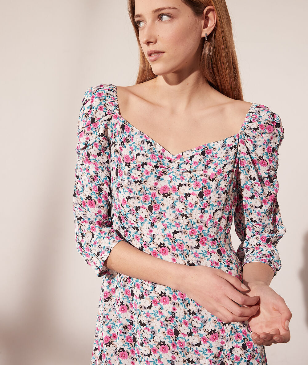 Vestido largo estampado floral c.beige.
