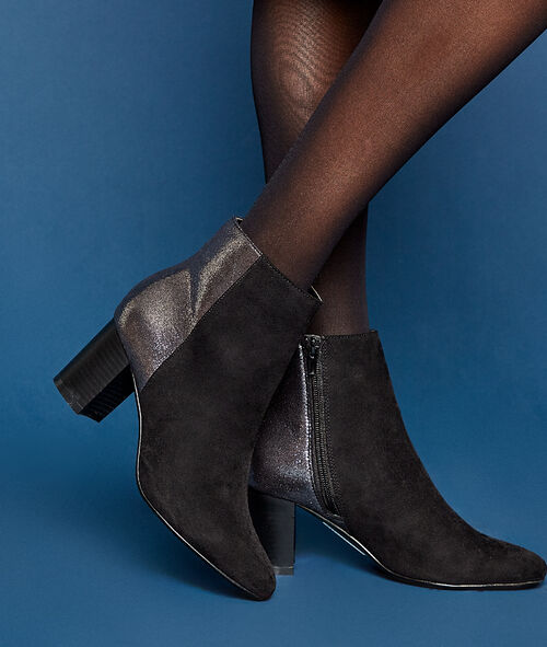 Botines con tacón dos texturas Botines con tacón dos texturas
