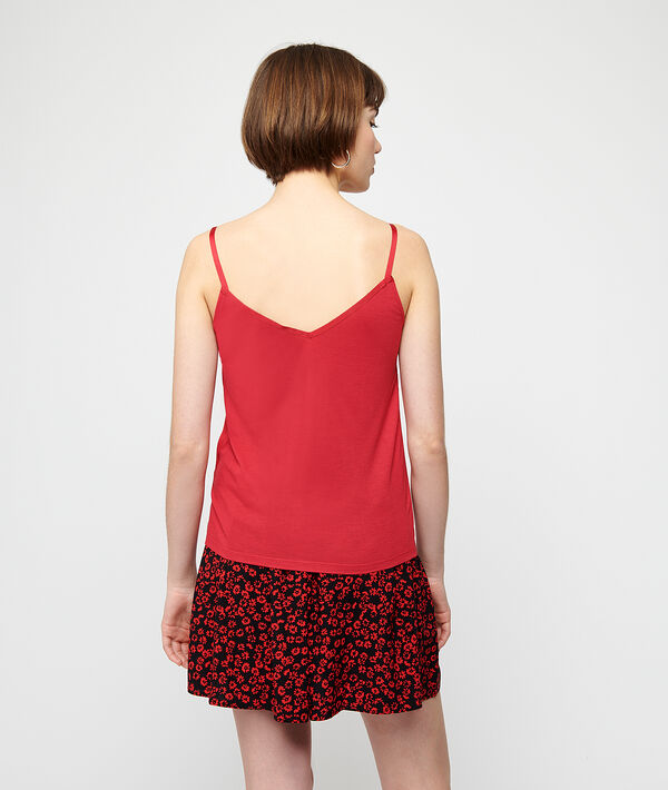 Camisola satinada escote de encaje Camisola satinada escote de encaje