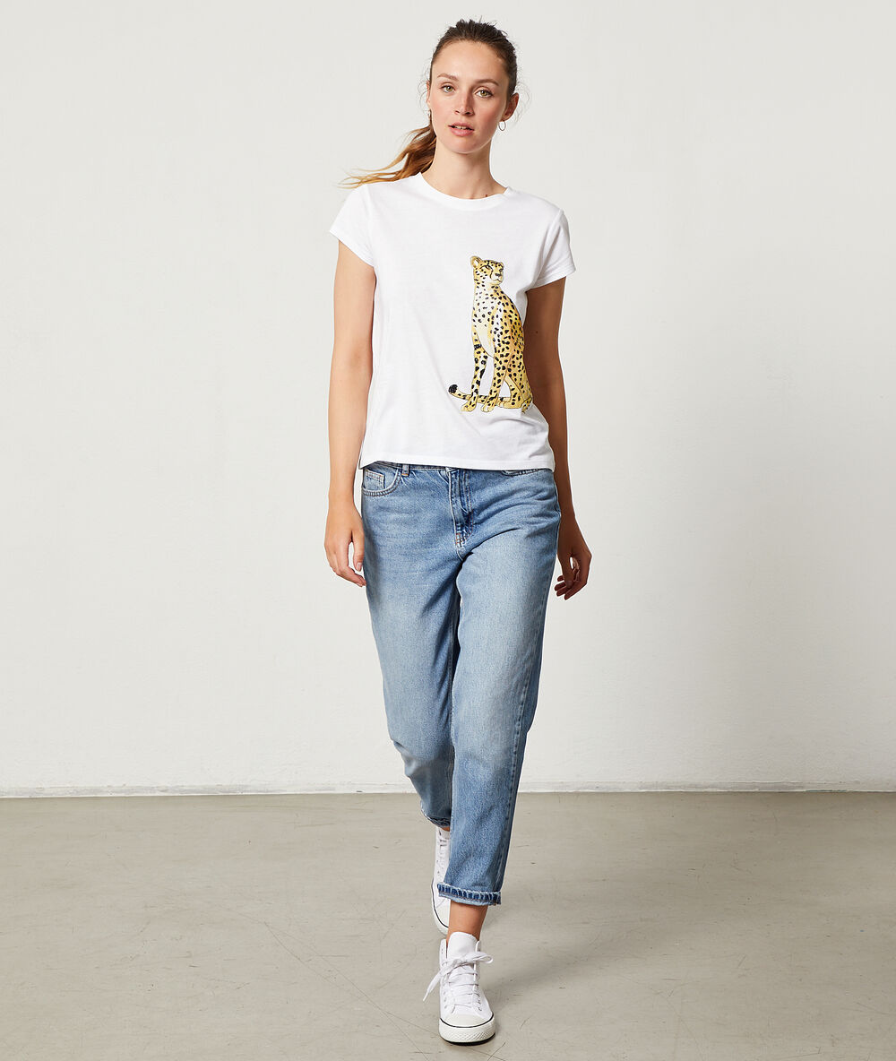 Camiseta estampado leopardo blanco.