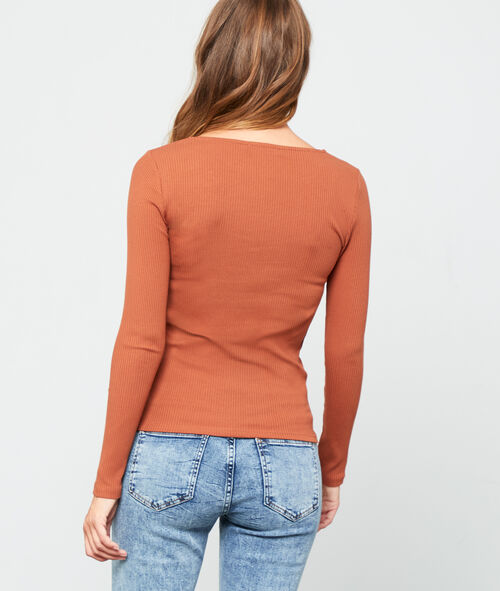 Camiseta acanalada cuello en V Camiseta acanalada cuello en V