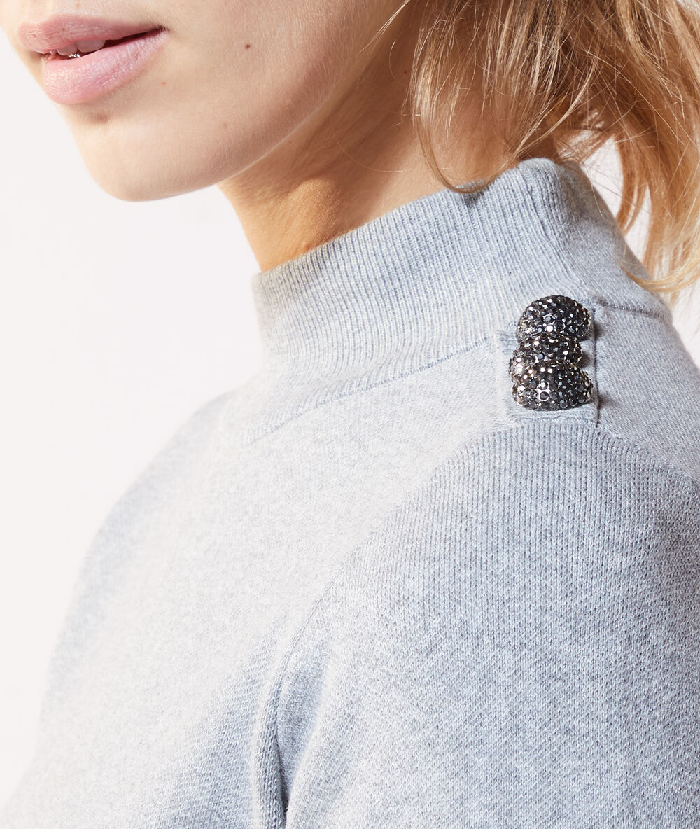 Jersey fino con botones laterales c.gris jaspeado.