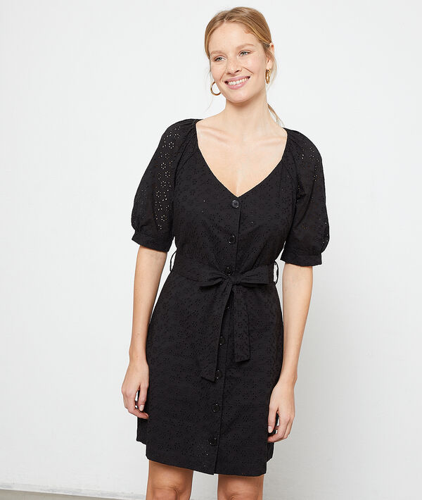 Vestido con botones guipur Vestido con botones guipur