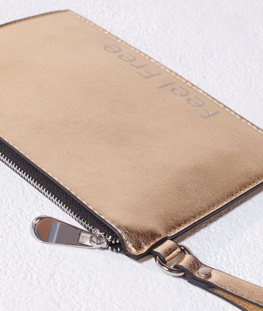 Bolso tipo cartera 'feel free' oro.
