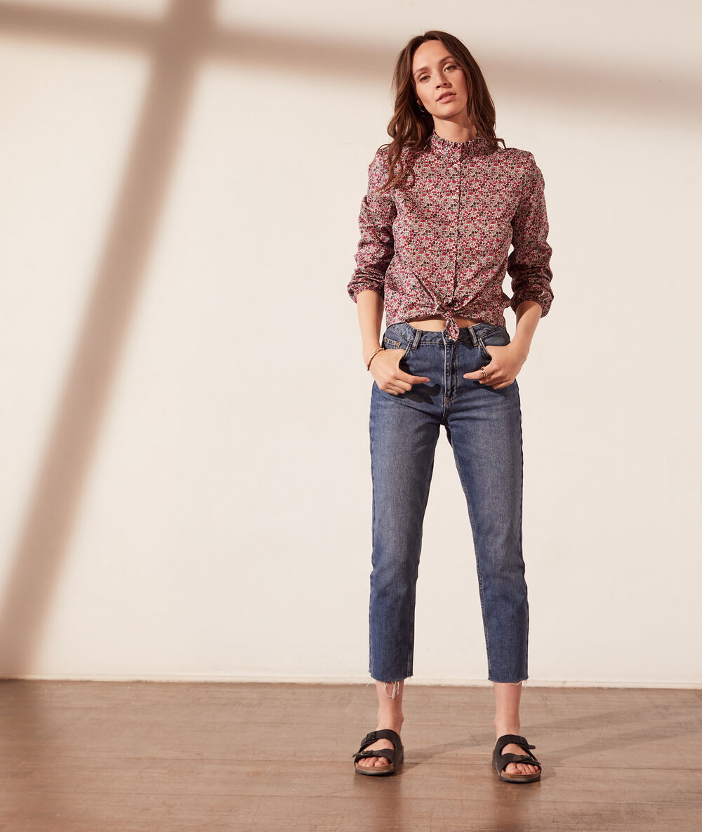 Camisa tejido liberty fucsia.