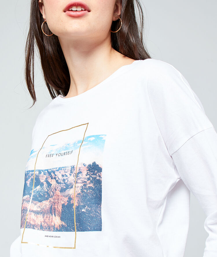 Camiseta serigrafiada de algodón bio blanco.