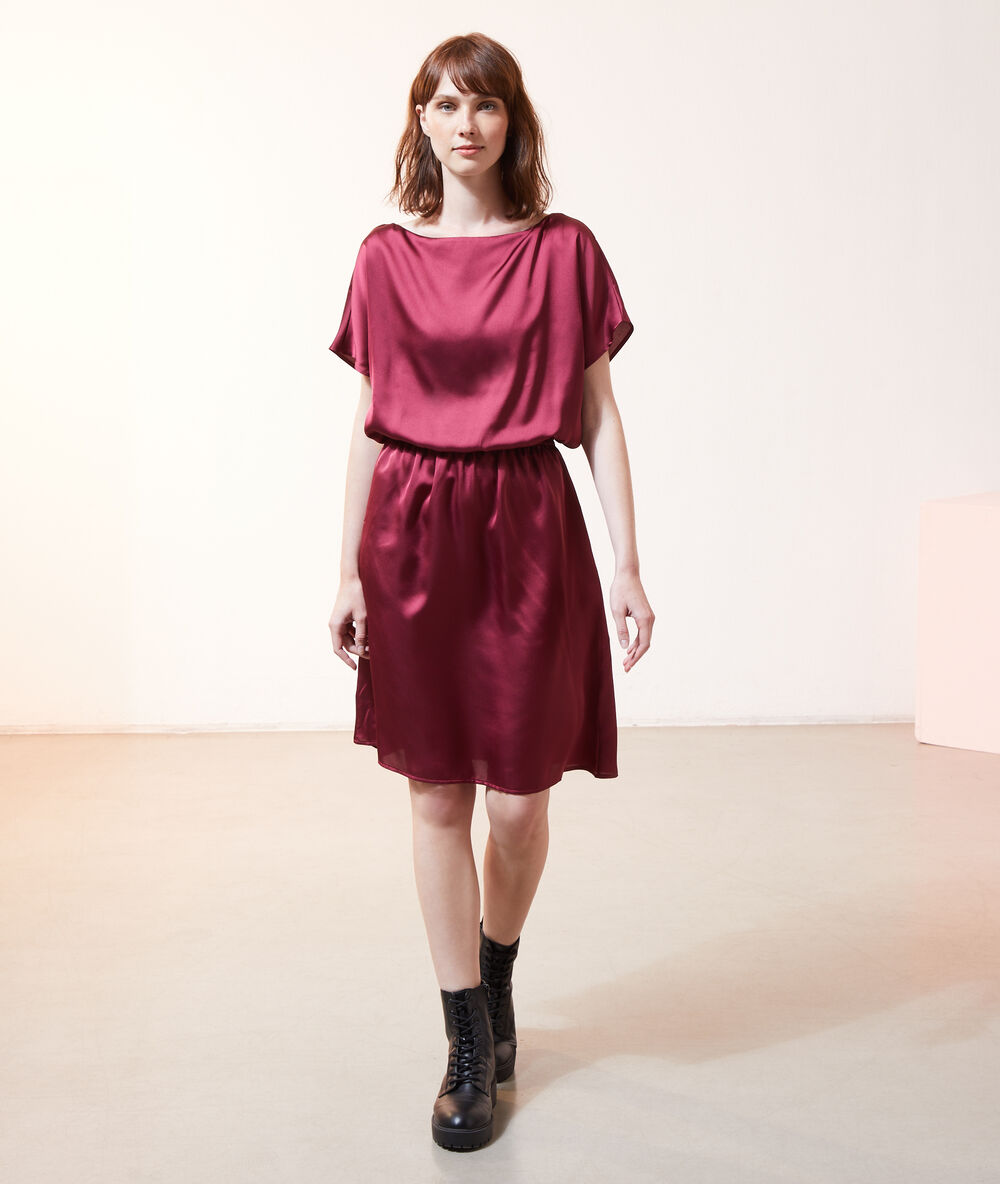 Vestido midi 2 en 1 con top incorporado ciruela.