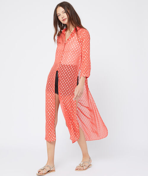 Camisa transparente rojo.