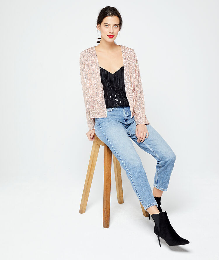 Chaqueta corta de lentejuelas c.nude.