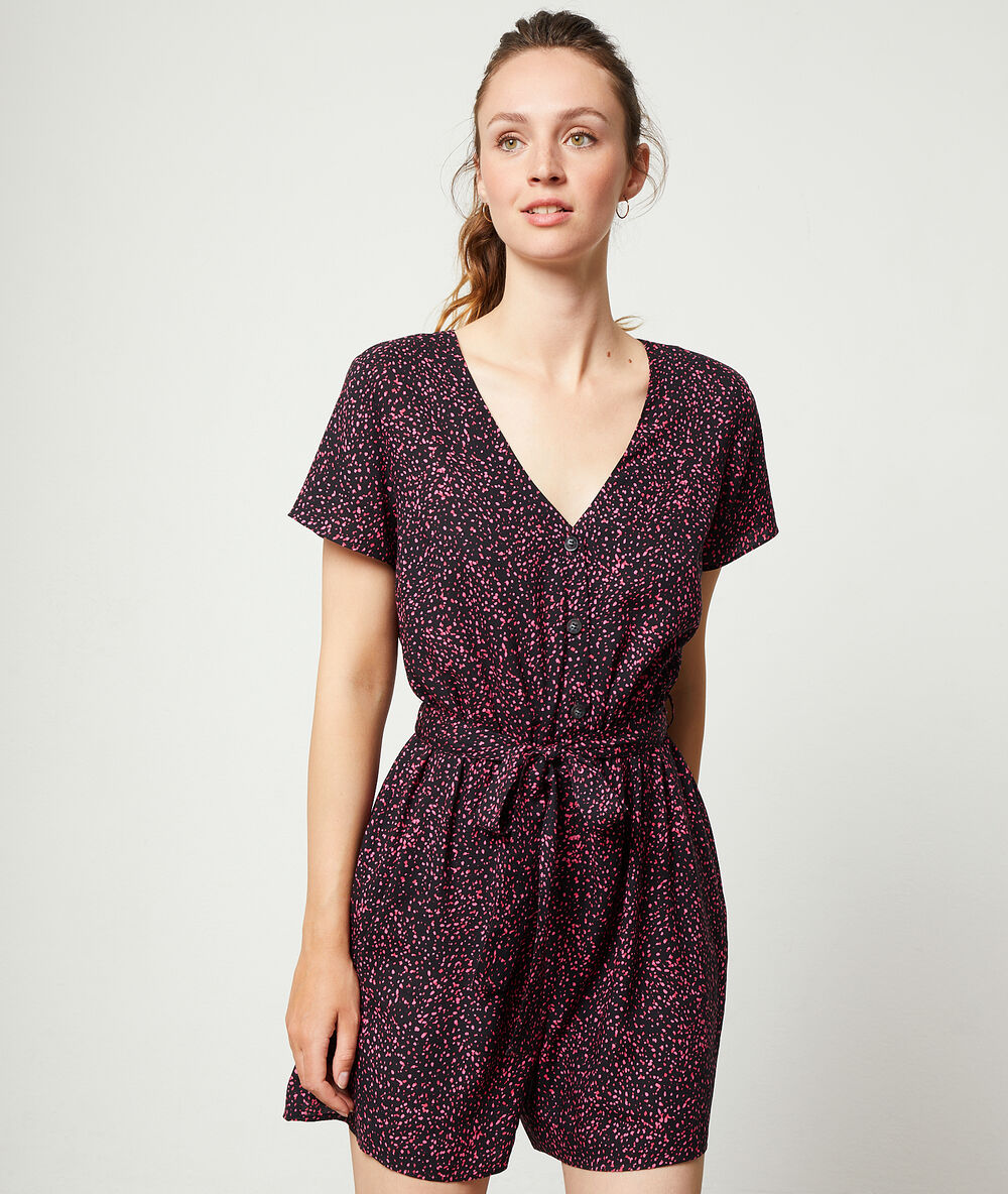 Mono corto estampado de lunares negro.