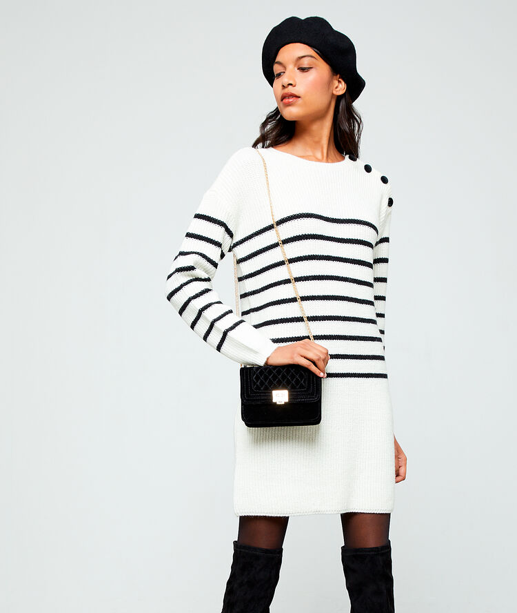 Vestido jersey a rayas crudo.