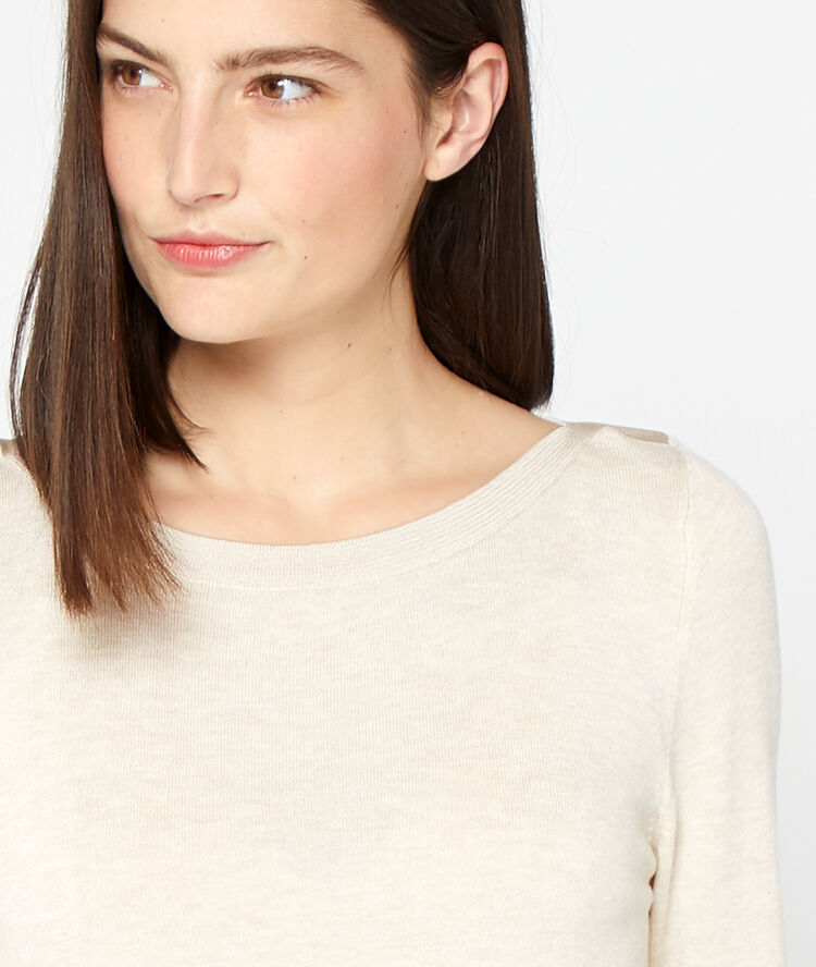 Suéter cuello de barco de punto fino c.beige.