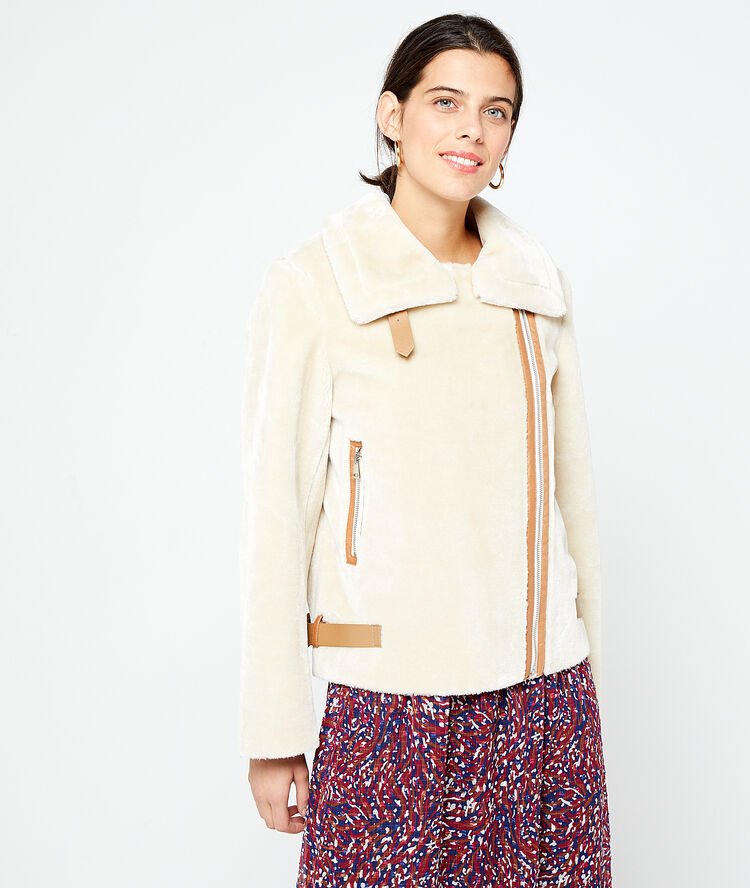Chaqueta de piel sintética c.beige.