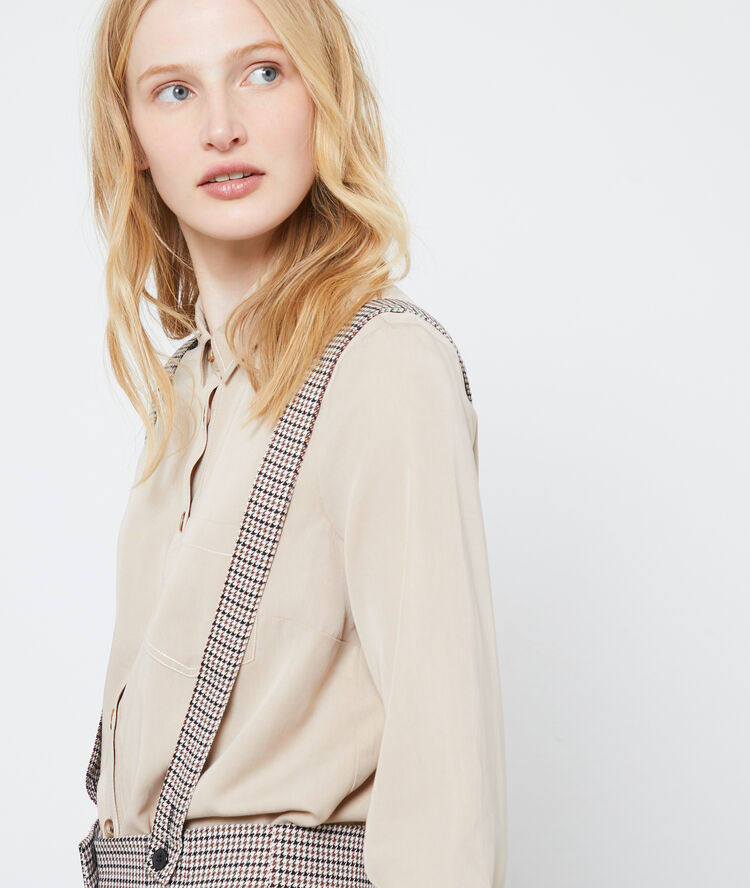 Camisa botones ambarinos de tencel c.beige.