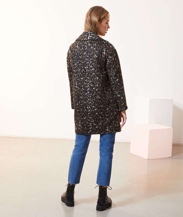 Abrigo recto estampado leopardo Abrigo recto estampado leopardo
