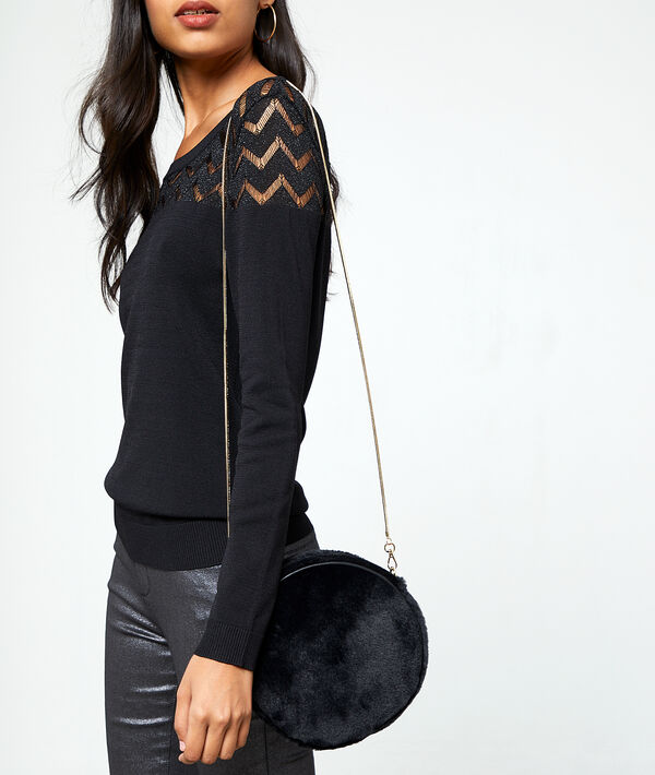 Bolso redondo efecto terciopelo Bolso redondo efecto terciopelo