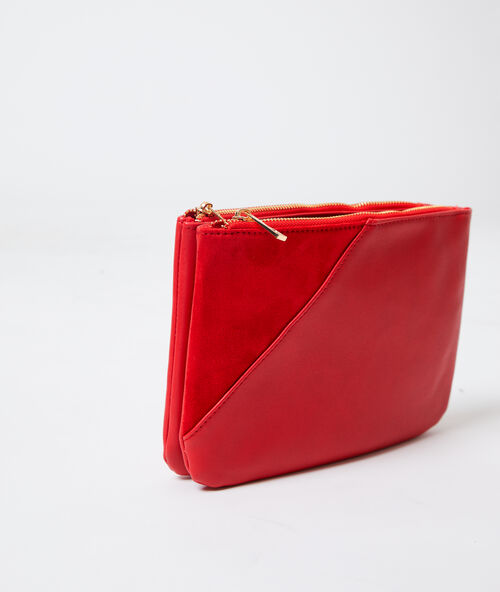 Bolso monedero bimateria carmín.