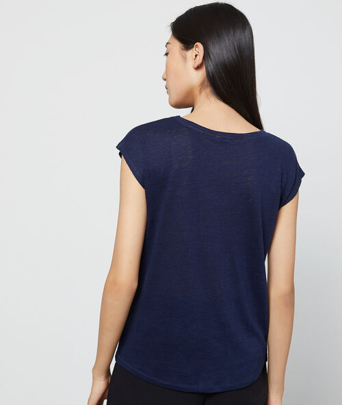 Camiseta cuello en V 100% lino Camiseta cuello en V 100% lino