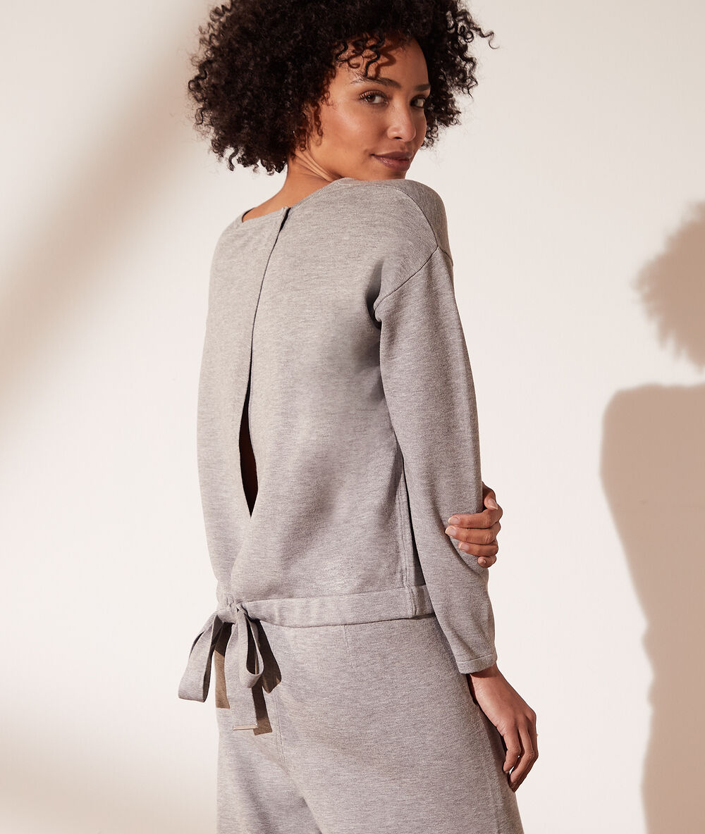 Jersey de punto con lazada trasera c.gris jaspeado.