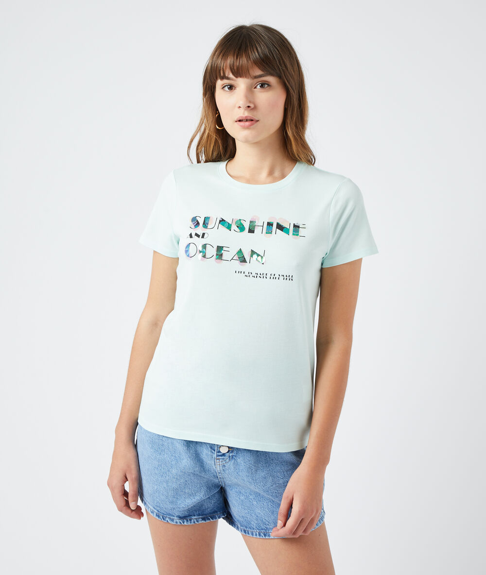 Camiseta 'sunshine and ocean' celadón.