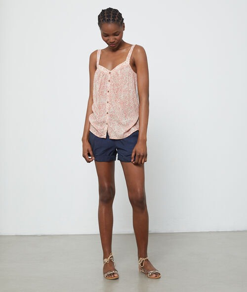 Top estampado floral crudo.