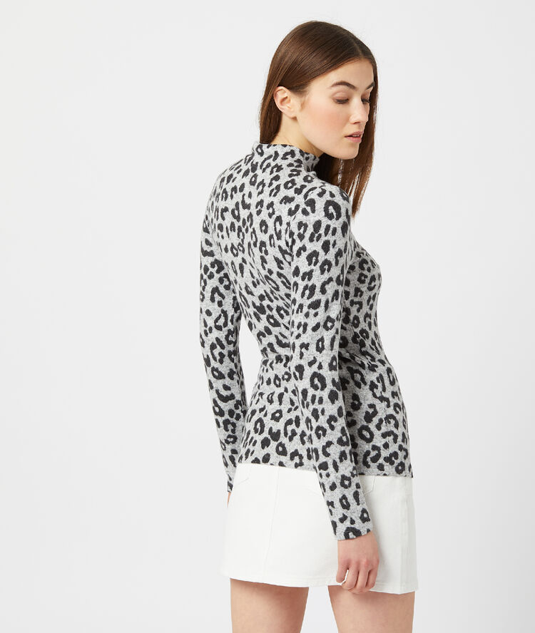 Top fino con estampado de leopardo c.gris jaspeado.
