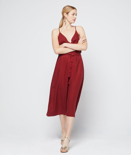 Robe longue cache coeur en tencel® grenat.