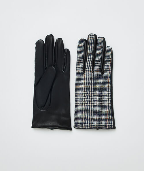 Guantes estampado pata de gallo negro.