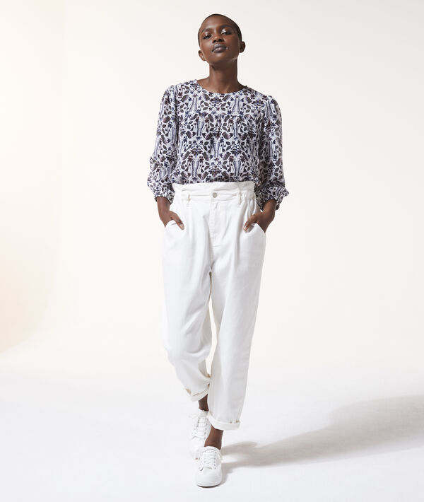 Blusa de cuello redondo con estampado floral Blusa de cuello redondo con estampado floral
