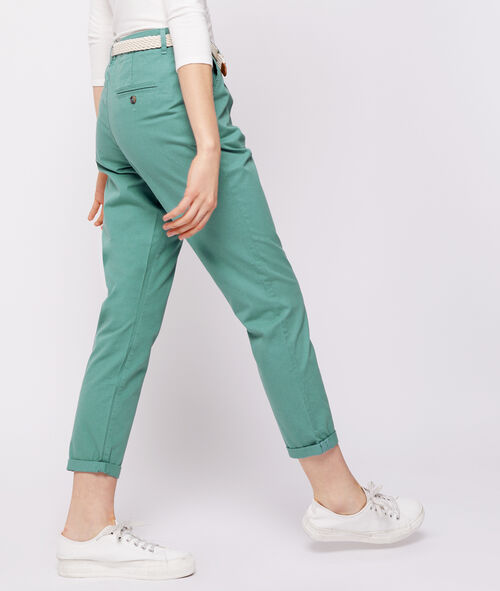 Pantalón con cinturón de algodón bio Pantalón con cinturón de algodón bio