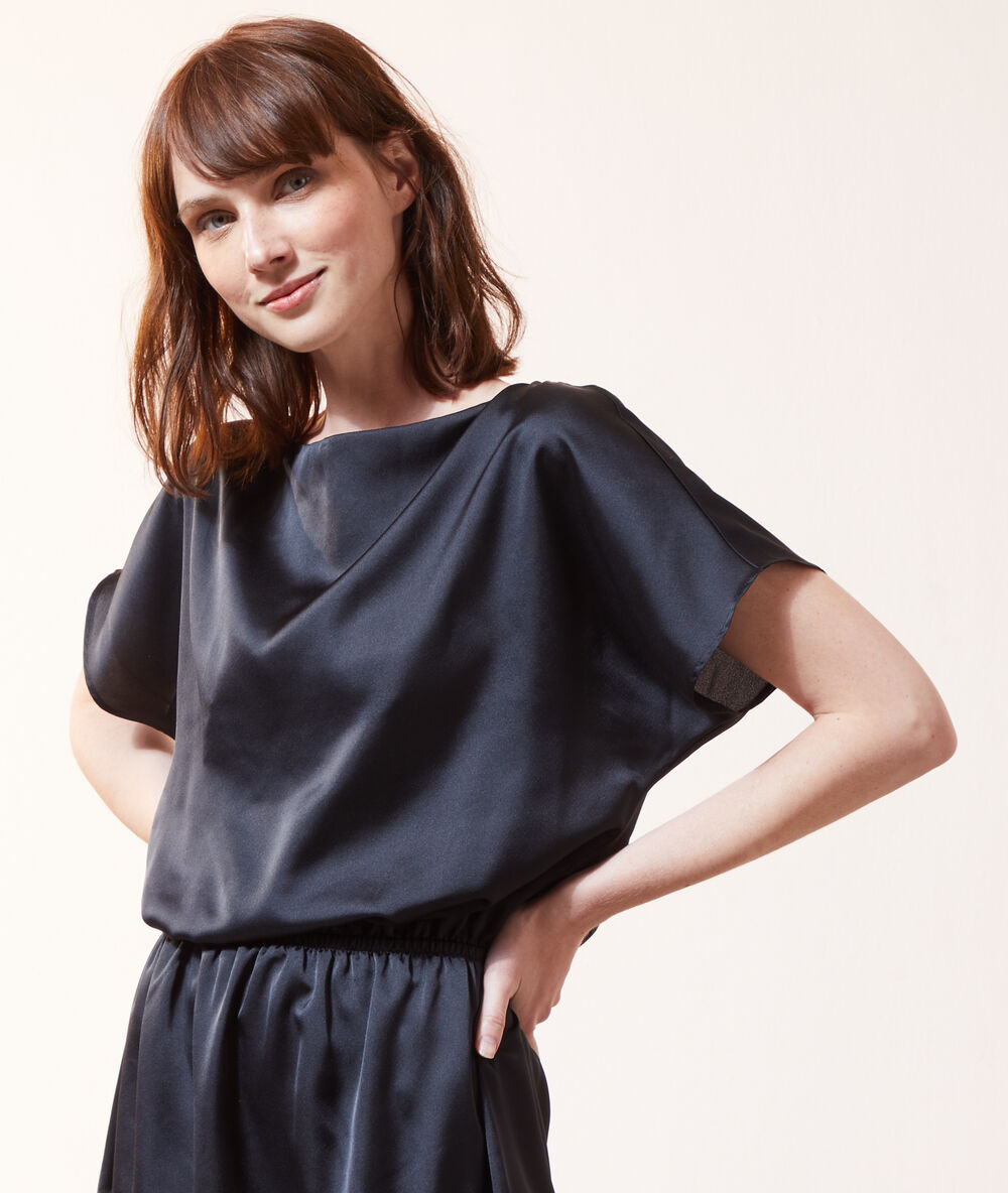 Vestido midi 2 en 1 con top incorporado negro.