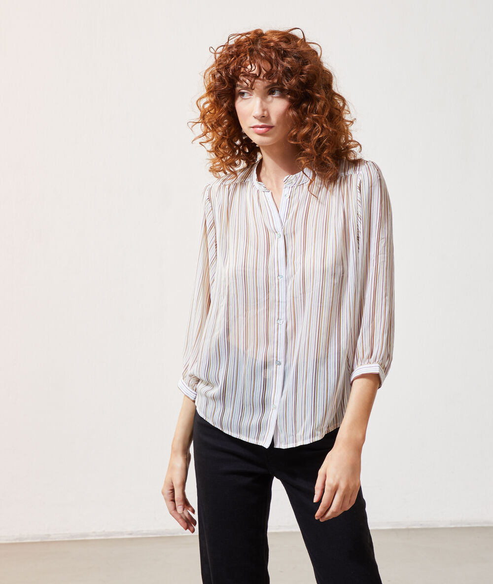 Blusa estampado rayas crudo.