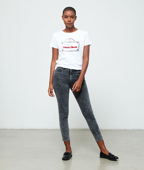 T-shirt à message "rue de la french liberté" blanc.