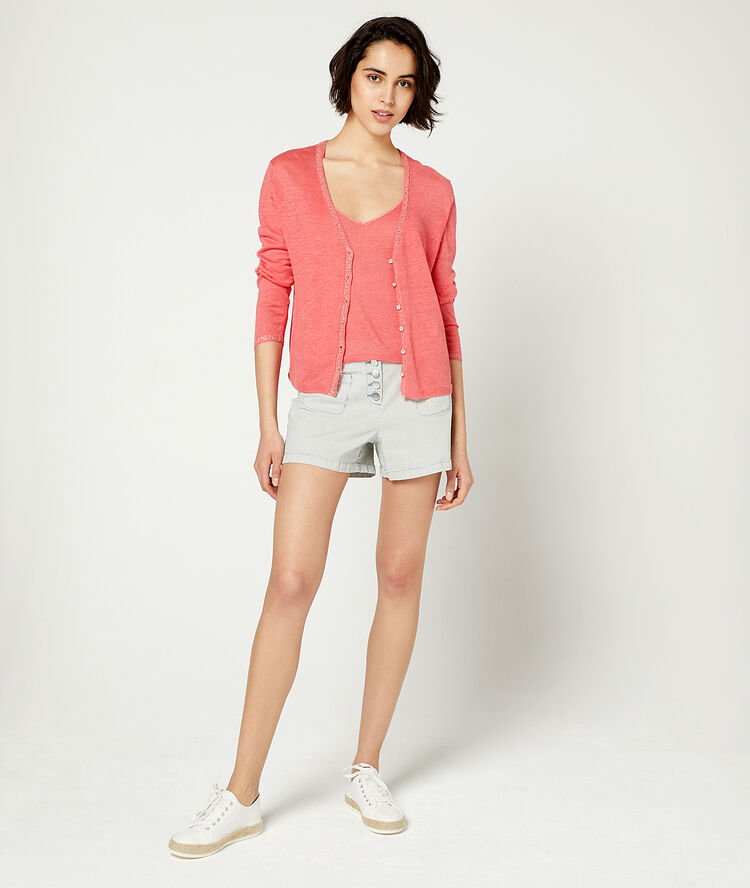 Top de punto fino coral.