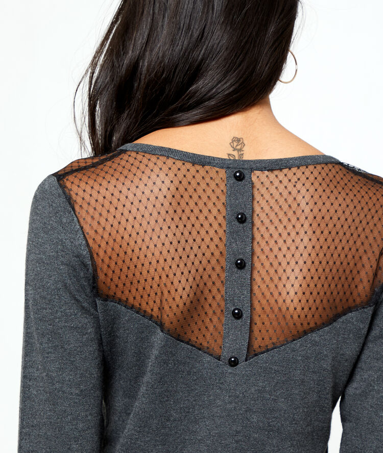 Vestido suéter detalles de tul antracita.