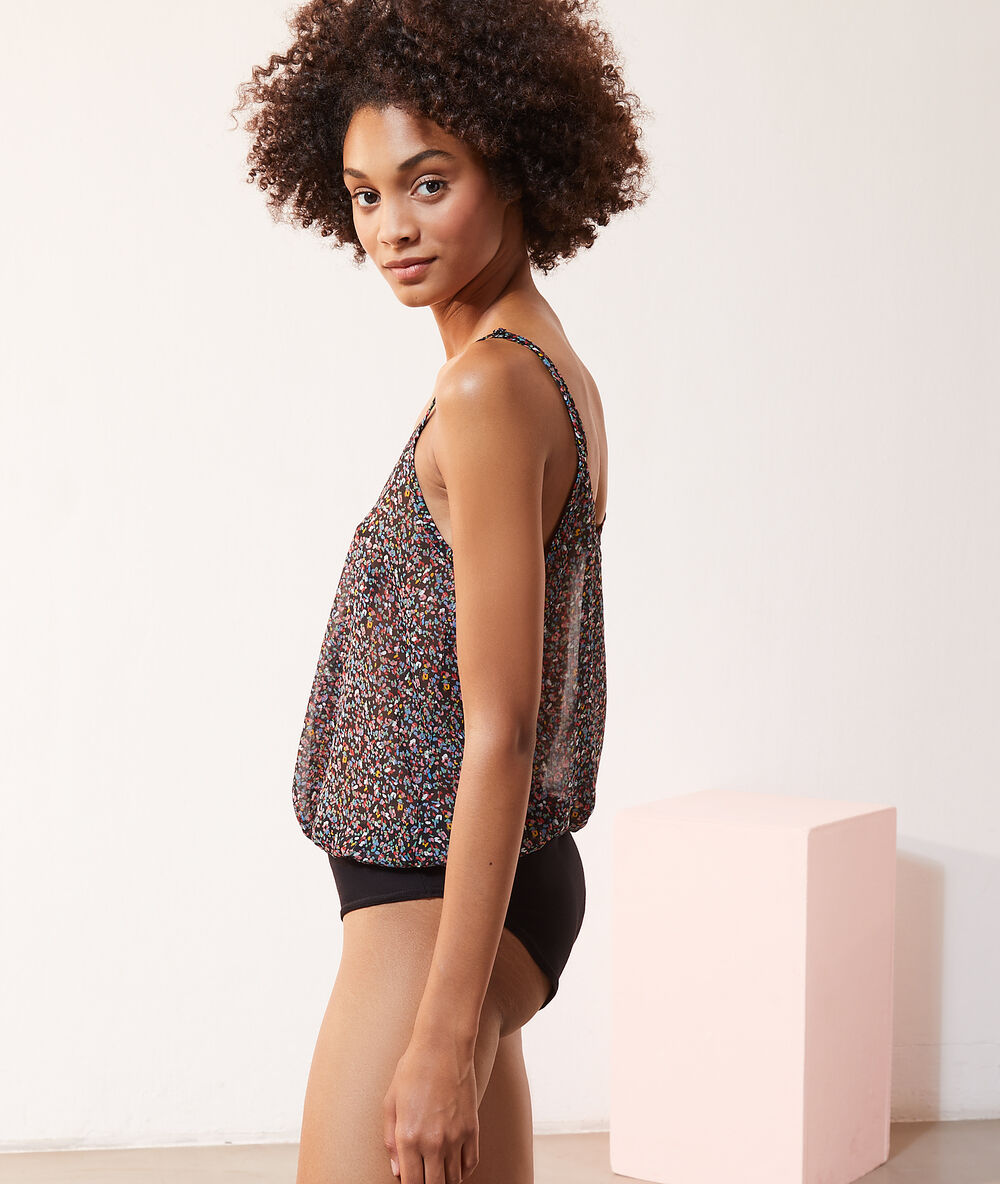 Body holgado estampado negro.