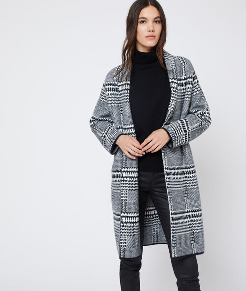 Chaqueta larga con estampado jacquard Chaqueta larga con estampado jacquard