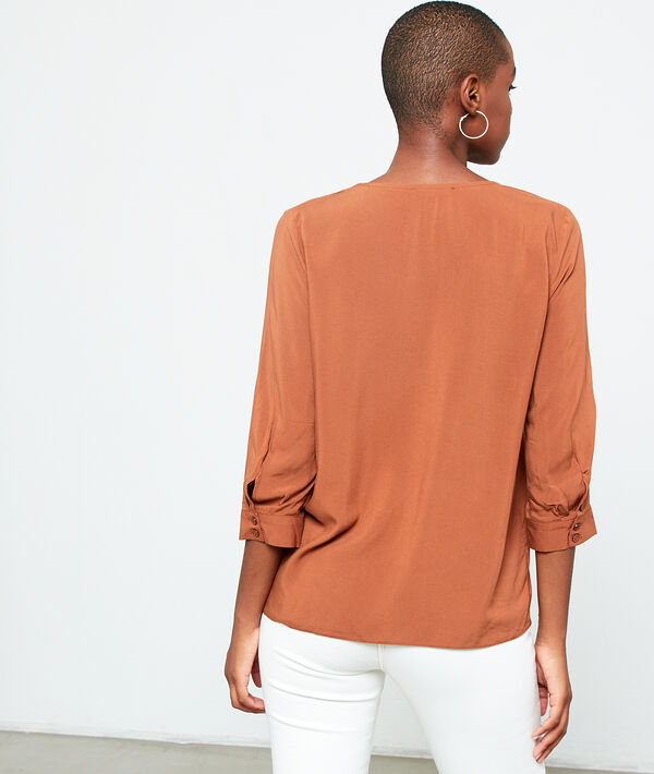 Blusa cuello en V abotonado Blusa cuello en V abotonado