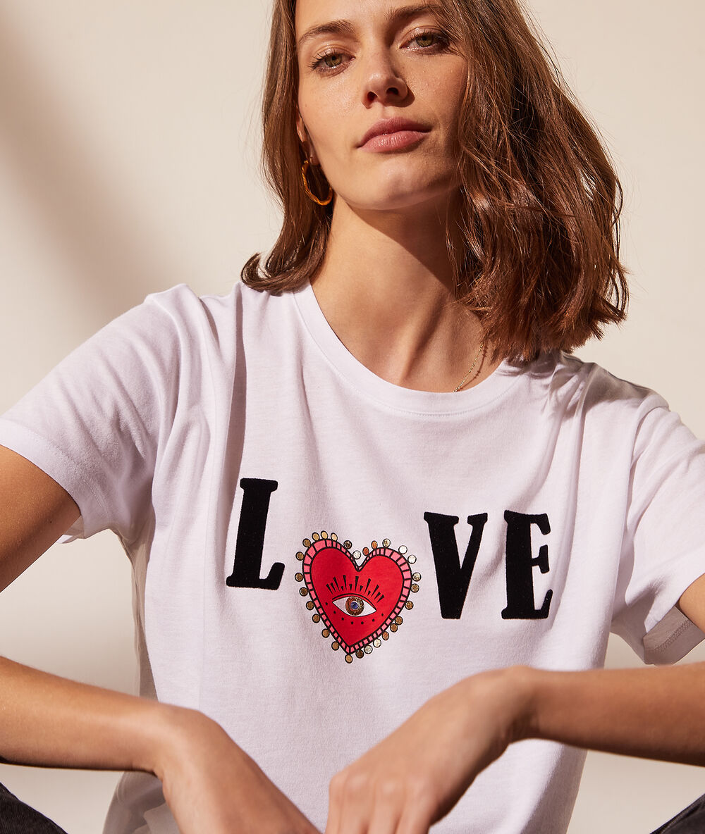 Camiseta 'love' crudo.
