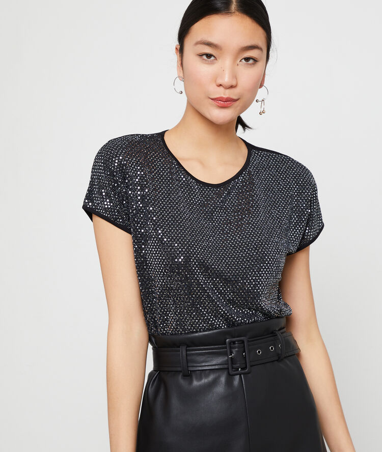 Camiseta de lentejuelas negro.