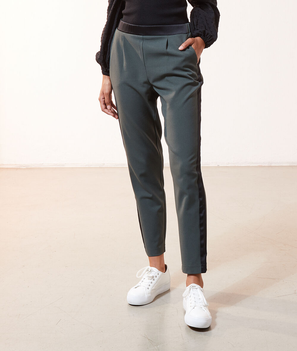 Pantalon côtés satinés foret.